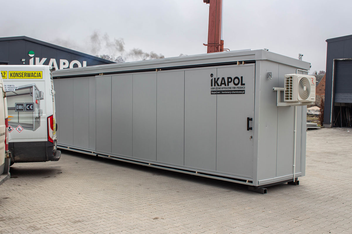 Gevaarstoffenopslag, containers voor gevaarlijke stoffen, vrijstaande container, opslagsystemen voor gevaarlijke stoffen van de specialist, gevaarlijke stoffen container • Fabrikant IKAPOL