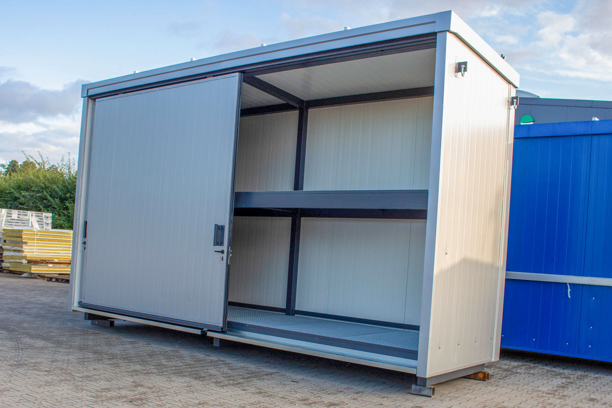 Gevaarstoffenopslag, containers voor gevaarlijke stoffen, vrijstaande container, opslagsystemen voor gevaarlijke stoffen van de specialist, gevaarlijke stoffen container • Fabrikant IKAPOL